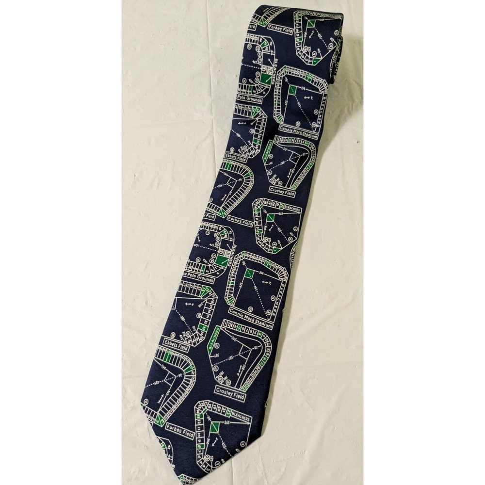 Josh Bach Baseball Field Pure Silk Necktie Architectural Field Renderings 58x3.5